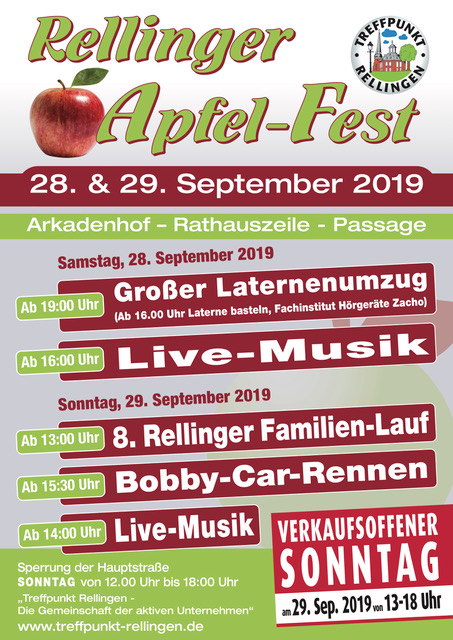 Apfel Fest 2019 Treffpunkt Rellingen Plakat
